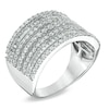 Thumbnail Image 1 of 1 CT. T.W. Baguette and Round Diamond Multi-Row Ring in 10K White Gold