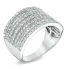 Thumbnail Image 2 of 1 CT. T.W. Baguette and Round Diamond Multi-Row Ring in 10K White Gold