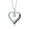Thumbnail Image 0 of Enhanced Black and White Diamond Accent Heart Pendant in Sterling Silver