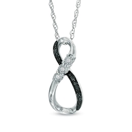 Enhanced Black and White Diamond Infinity Pendant in Sterling Silver