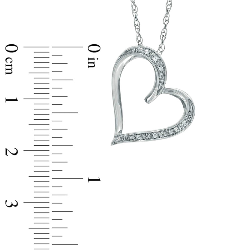 Main Image 2 of Diamond Accent Tilted Heart Pendant in Sterling Silver