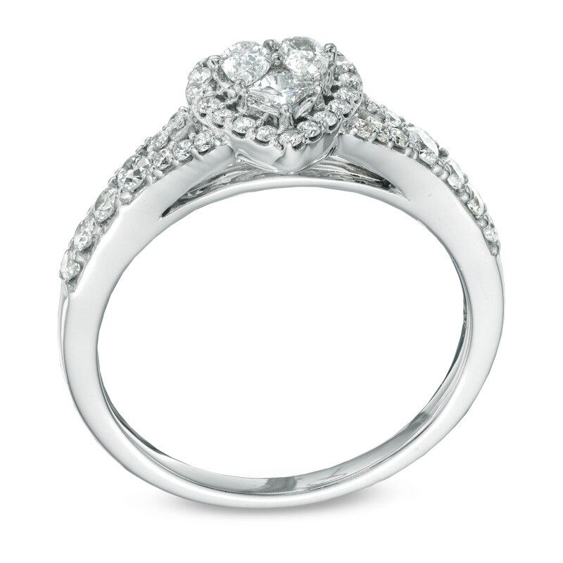 5/8 CT. T.W. Composite Diamond Heart Frame Ring in 14K White Gold