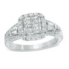 Thumbnail Image 0 of 1 CT. T.W. Princess-Cut Quad Diamond Frame Engagement Ring in 14K White Gold