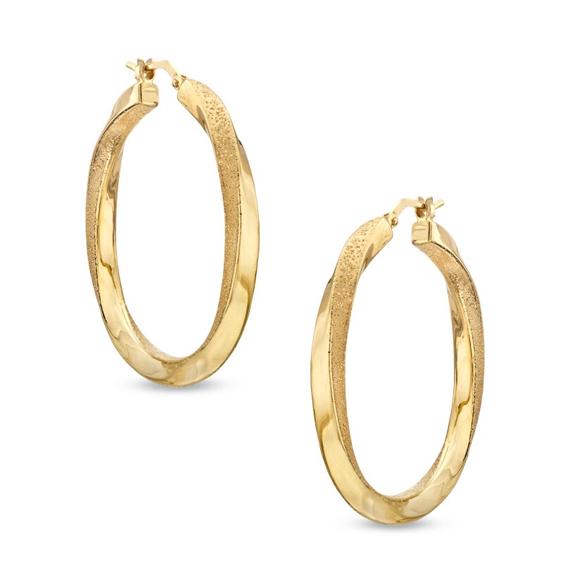 Charles Garnier 35mm Slim Twist Hoop Earrings in Sterling Silver with 18K Gold Plate