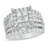 Thumbnail Image 1 of 4 CT. T.W. Quad Princess-Cut Diamond Frame Three Piece Bridal Set in 14K White Gold