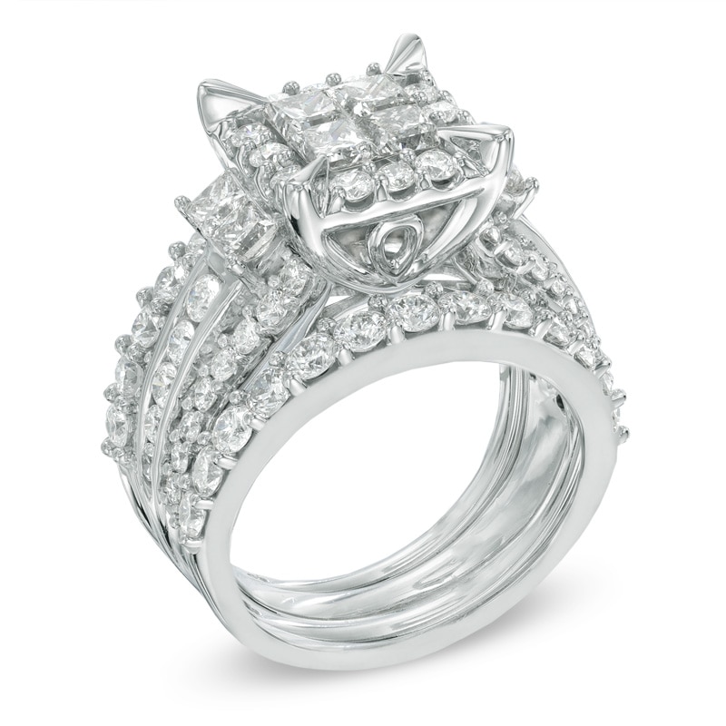 Princess Cut Diamond Wedding Set (Setting Price)