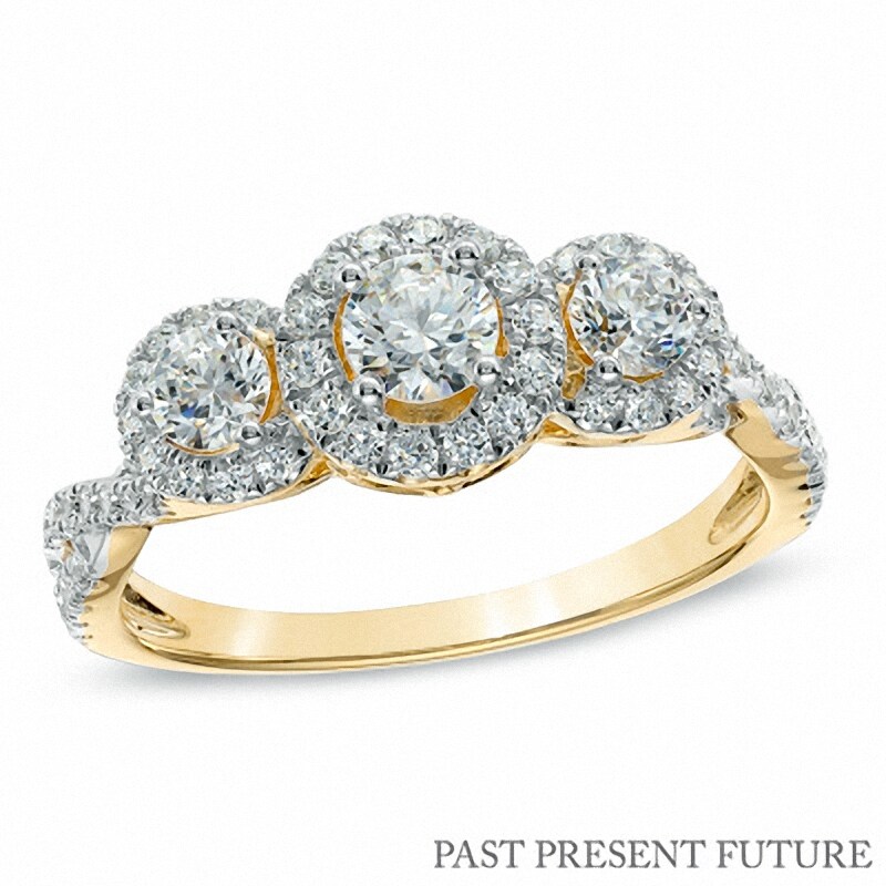 Main Image 1 of 1 CT. T.W. Diamond  Frame Past Present Future® Engagement Ring in 14K Gold