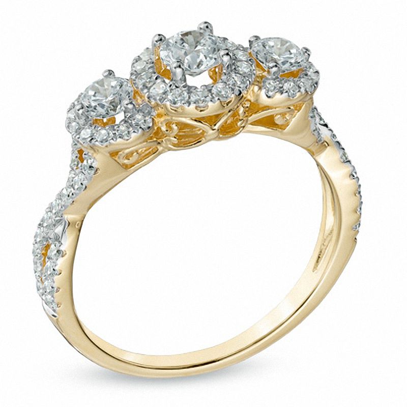 Main Image 2 of 1 CT. T.W. Diamond  Frame Past Present Future® Engagement Ring in 14K Gold