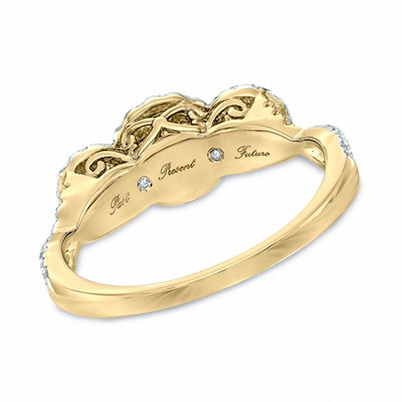 Main Image 3 of 1 CT. T.W. Diamond  Frame Past Present Future® Engagement Ring in 14K Gold