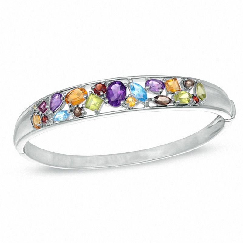 Main Image 1 of Multi-Gemstone Bangle in Sterling Silver