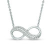 Thumbnail Image 1 of 1/10 CT. T.W. Diamond Sideways Infinity Necklace in Sterling Silver