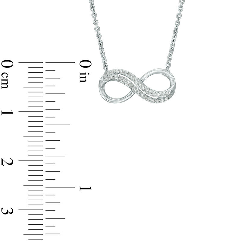 Main Image 2 of 1/10 CT. T.W. Diamond Sideways Infinity Necklace in Sterling Silver