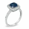 Thumbnail Image 2 of 7.0mm Cushion-Cut Lab-Created Blue and White Sapphire Frame Pendant and Ring Set in Sterling Silver - Size 7