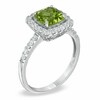 Thumbnail Image 2 of 7.0mm Cushion-Cut Lab-Created Peridot and White Sapphire Frame Pendant and Ring Set in Sterling Silver - Size 7