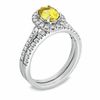 Thumbnail Image 2 of Oval Yellow Sapphire and 1/2 CT. T.W. Diamond Bridal Set in 14K White Gold