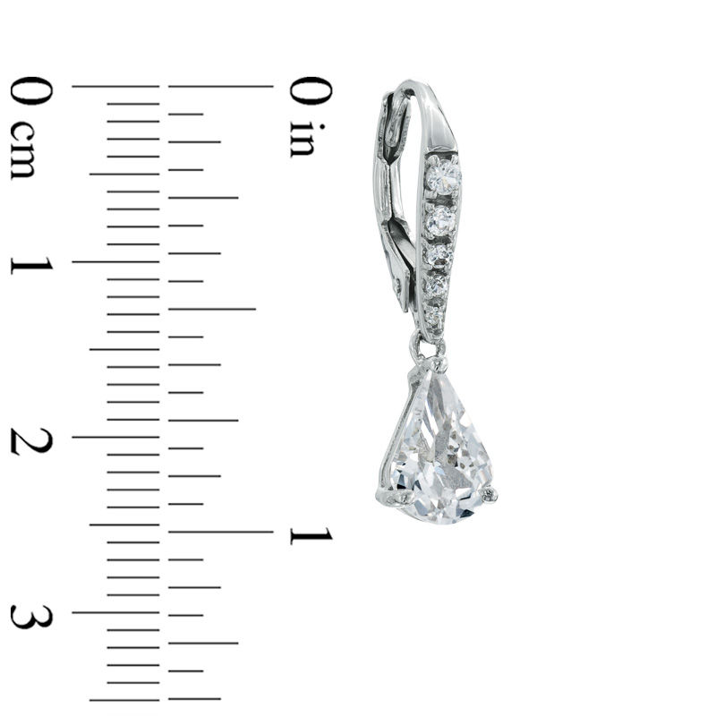 Main Image 2 of Pear-Shaped Lab-Created White Sapphire Pendant and Earrings Set in Sterling Silver