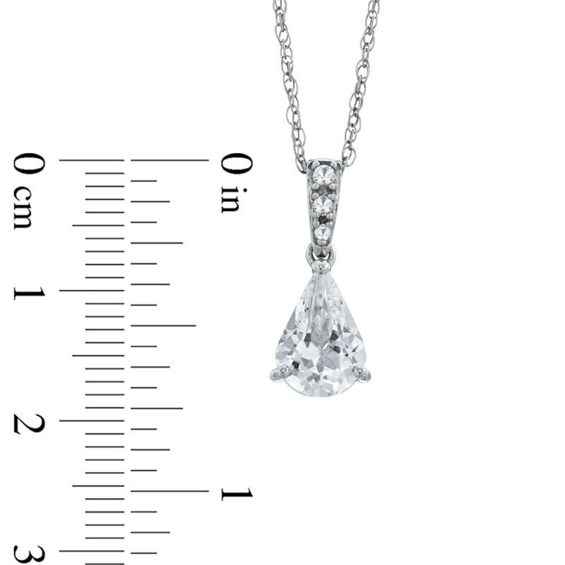 Main Image 3 of Pear-Shaped Lab-Created White Sapphire Pendant and Earrings Set in Sterling Silver