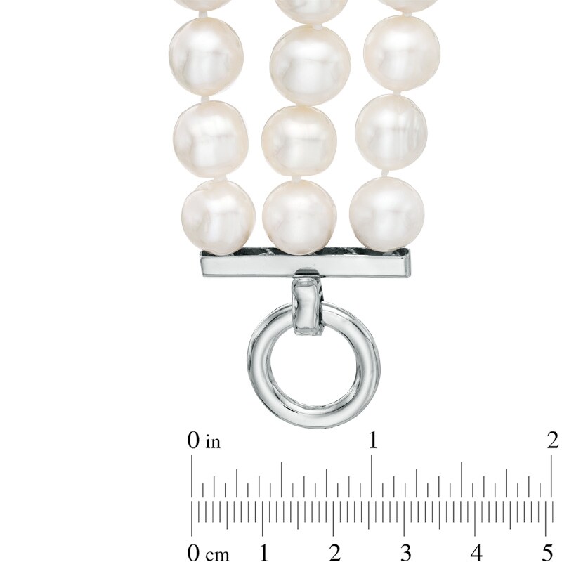 Main Image 2 of 10.5- 11.5mm Freshwater Cultured Pearl Triple Strand Necklace with Sterling Silver Clasp