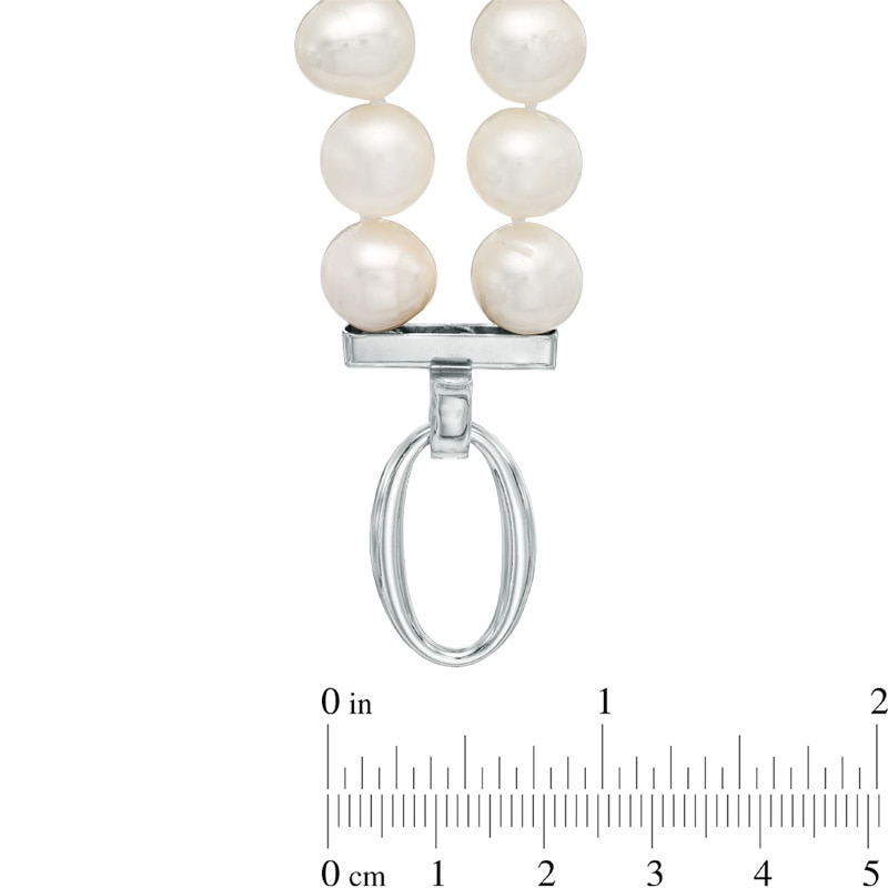 Main Image 2 of 10.5-11.5mm Freshwater Cultured Pearl Double Strand Necklace with Sterling Silver Clasp