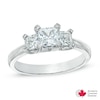 Thumbnail Image 0 of 1 CT. T.W. Certified Canadian Princess-Cut Diamond Three Stone Ring in 14K White Gold (I/I2)
