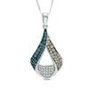 Thumbnail Image 1 of 1/2 CT. T.W. Enhanced Blue, Champagne, and White Diamond Flame Pendant in 10K White Gold