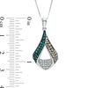 Thumbnail Image 1 of 1/2 CT. T.W. Enhanced Blue, Champagne, and White Diamond Flame Pendant in 10K White Gold