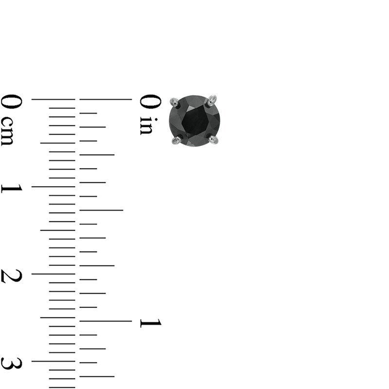 Main Image 2 of Men's 6.0mm Black Sapphire Solitaire Stud Earrings in Sterling Silver