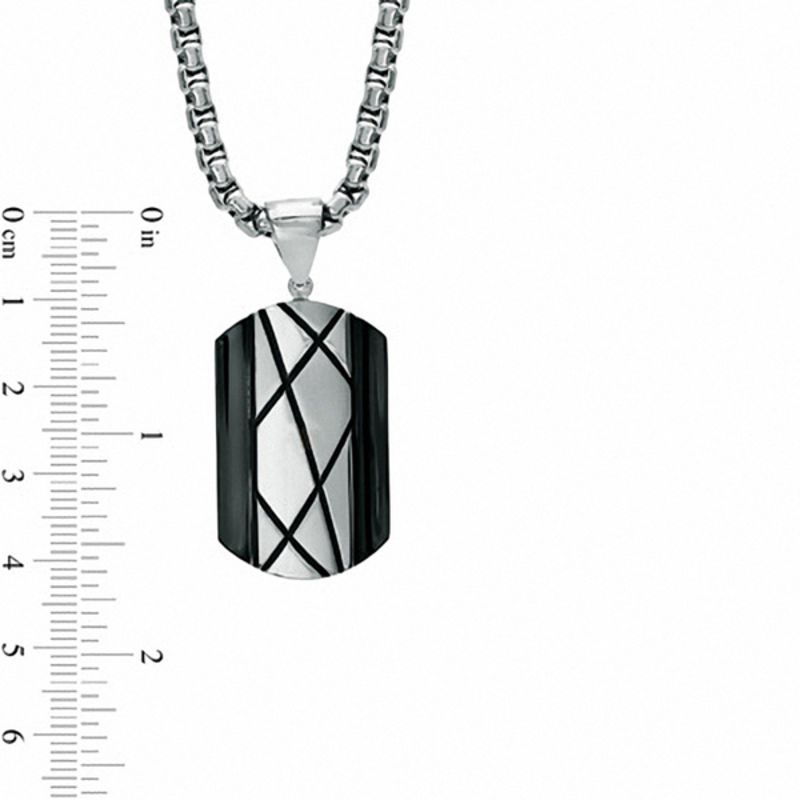Main Image 2 of Men's Dog Tag Pendant in Two-Tone Stainless Steel - 24"