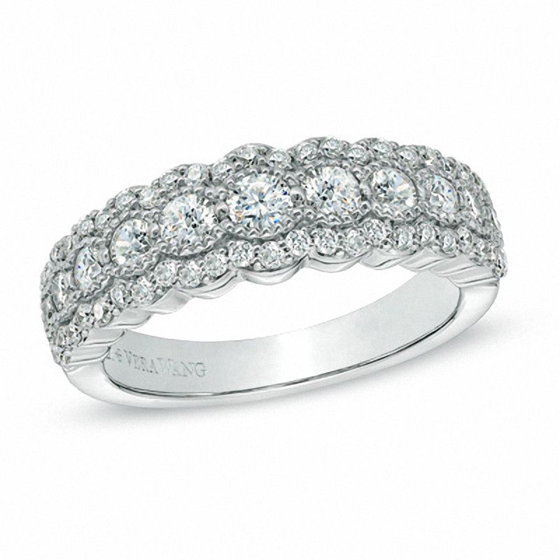 Main Image 1 of Vera Wang Love Collection 1 CT. T.W. Diamond Scallop Anniversary Band in 14K White Gold