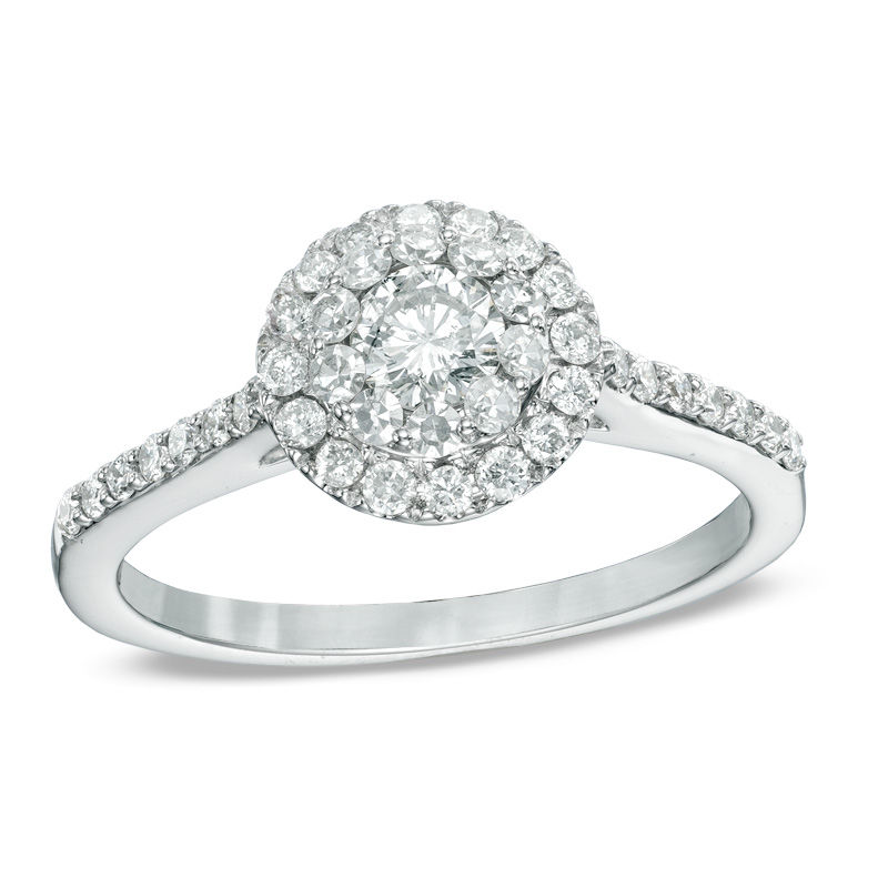 Main Image 1 of 3/4 CT. T.W. Multi-Diamond Frame Engagement Ring in 14K White Gold