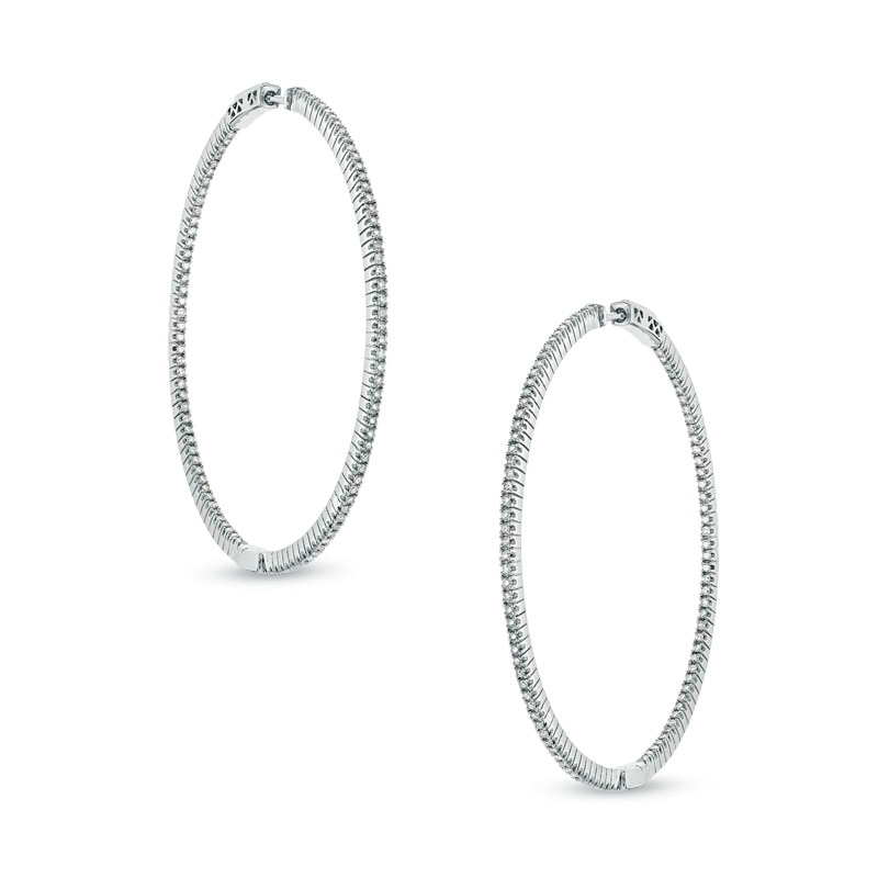 Main Image 1 of 1 CT. T.W. Diamond Inside-Out Hoop Earrings in Sterling Silver