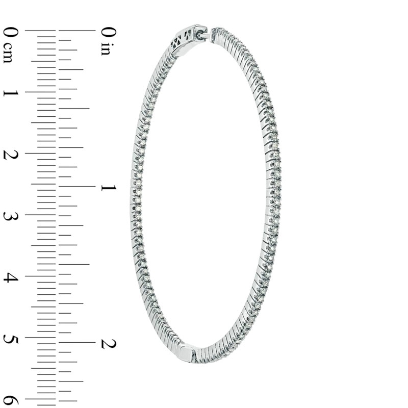 Main Image 2 of 1 CT. T.W. Diamond Inside-Out Hoop Earrings in Sterling Silver