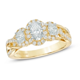 Vera Wang Love Collection 1 CT. T.W. Oval Diamond Three Stone Engagement Ring in 14K Gold