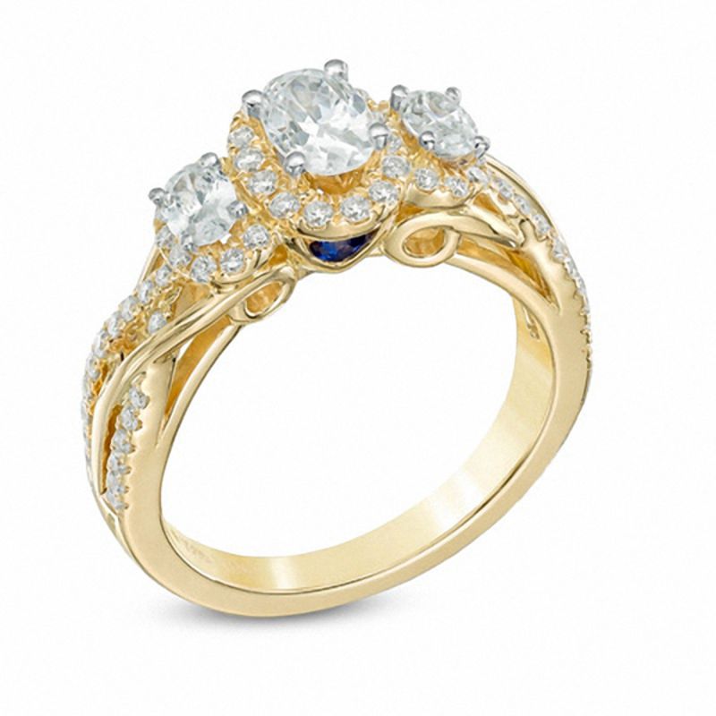 Vera Wang Love Collection 1 CT. T.W. Oval Diamond Three Stone Engagement Ring in 14K Gold