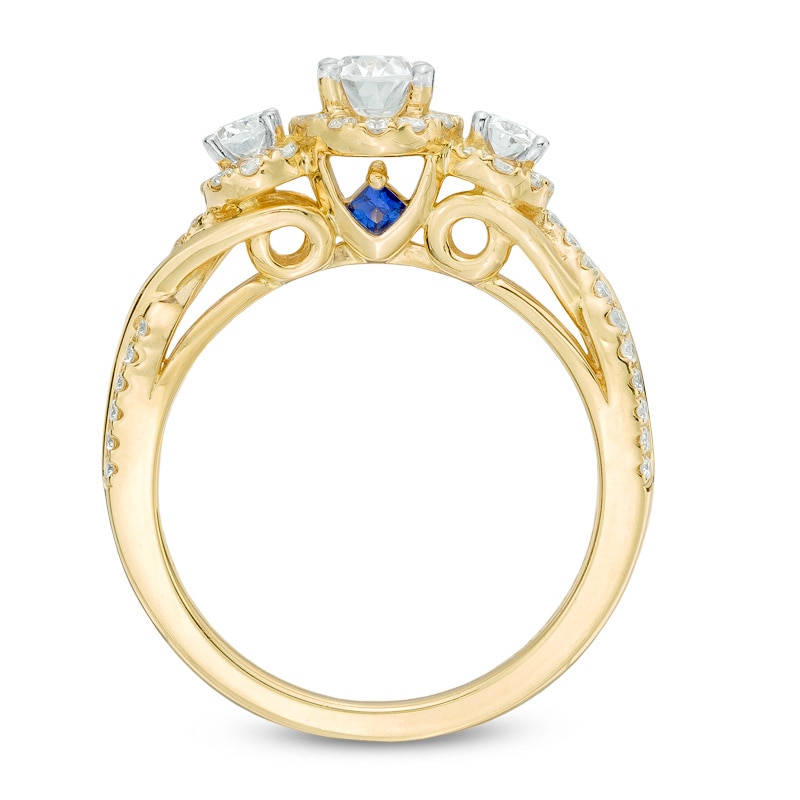 Vera Wang Love Collection 1 CT. T.W. Oval Diamond Three Stone Engagement Ring in 14K Gold