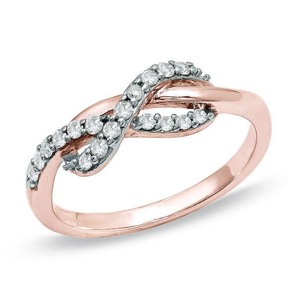 1/4 CT. T.W. Diamond Infinity Ring in 10K Rose Gold 1/4 CT. T.W. Diamond Infinity Ring in 10K Rose Gold