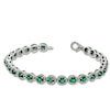 Thumbnail Image 2 of Oval Lab-Created Emerald and Diamond Accent Frame Bracelet in Sterling Silver - 7.5"