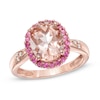 Thumbnail Image 0 of Oval Morganite, Pink Sapphire and Diamond Accent Ring in 14K Rose Gold