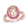 Thumbnail Image 0 of Oval Morganite, Pink Sapphire and Diamond Accent Ring in 14K Rose Gold