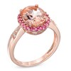 Thumbnail Image 1 of Oval Morganite, Pink Sapphire and Diamond Accent Ring in 14K Rose Gold