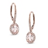 Thumbnail Image 0 of Oval Morganite and 1/6 CT. T.W. Diamond Frame Earrings in 14K Rose Gold