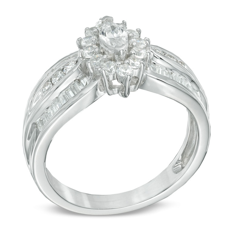 1 CT. T.W. Marquise Diamond Frame Engagement Ring in 10K White Gold