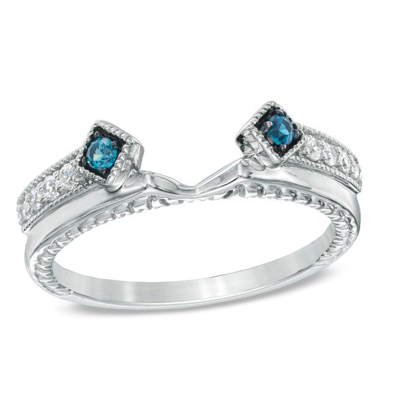 1/5 CT. T.W. Enhanced Blue and White Diamond Vintage-Style Solitaire Enhancer in 14K White Gold