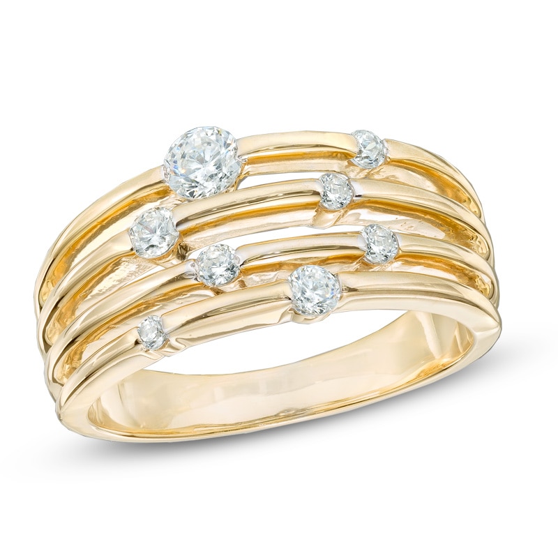 Main Image 1 of 1/2 CT. T.W. Diamond Layered Orbit Ring in 10K Gold