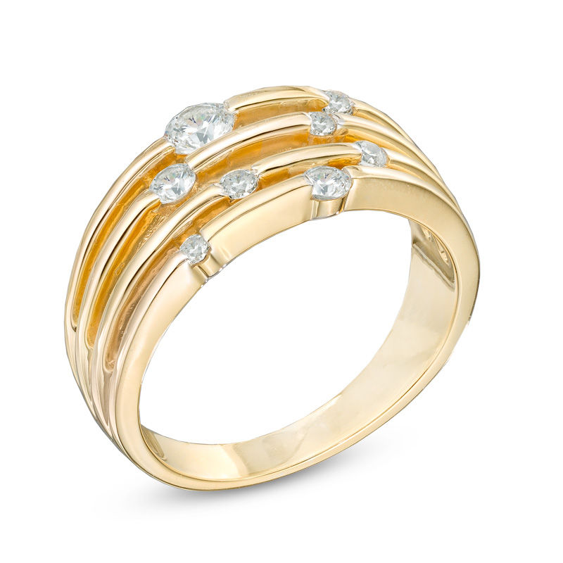 1/2 CT. T.W. Diamond Layered Orbit Ring in 10K Gold | Zales