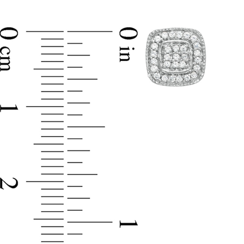 Main Image 2 of 1/5 CT. T.W. Diamond Cluster Cushion-Style Frame Stud Earrings in Sterling Silver