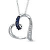 Thumbnail Image 1 of Lab-Created Blue Sapphire and Diamond Accent Looping Heart Pendant in Sterling Silver