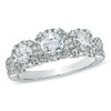 Thumbnail Image 0 of 1-1/2 CT. T.W. Certified Diamond Three Stone Frame Engagement Ring in 14K White Gold (I/I2)