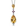 Thumbnail Image 1 of Pear-Shaped Citrine, Pink Tourmaline, and Lab-Created White Sapphire Pendant in Sterling Silver