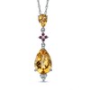 Thumbnail Image 0 of Pear-Shaped Citrine, Pink Tourmaline, and Lab-Created White Sapphire Pendant in Sterling Silver